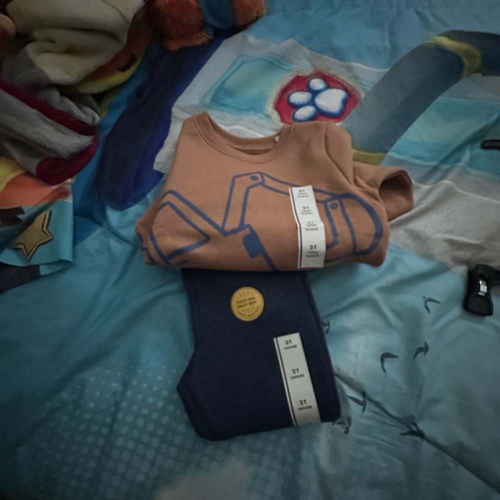 Brown Graphic Sweatshirt and Blue sweat pants
